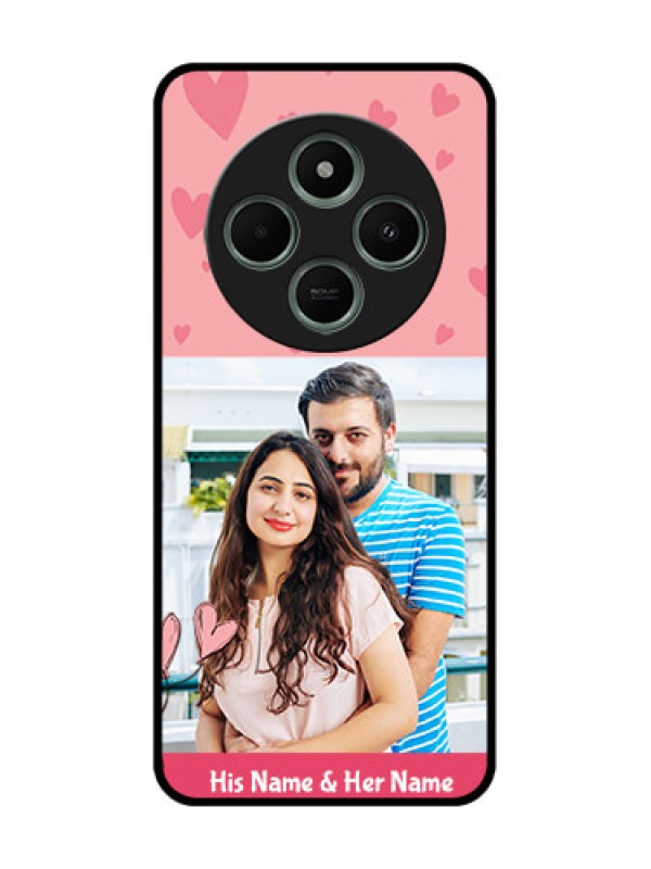 Custom redmi A4 5G Custom Glass Phone Case - Love Design Peach Color