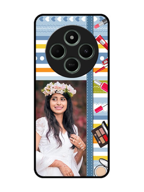 Custom redmi A4 5G Custom Glass Phone Case - Makeup Icons Design