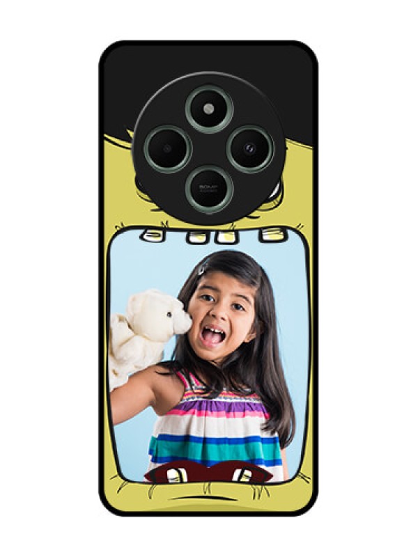 Custom redmi A4 5G Custom Glass Phone Case - Cartoon Monster Back Case Design