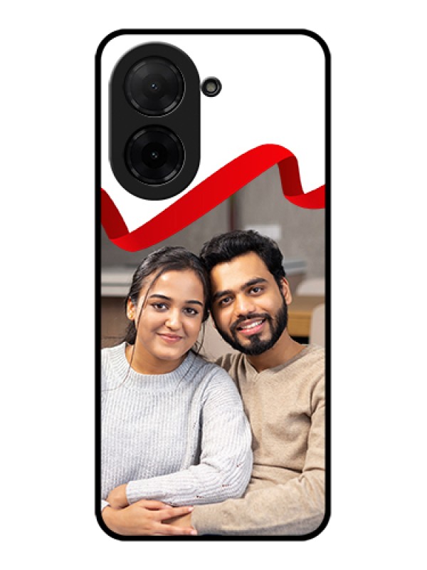 Custom Xiaomi Redmi A5 Custom Glass Phone Case - Red Ribbon Frame Design