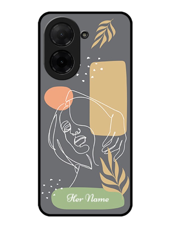 Custom Xiaomi Redmi A5 Custom Glass Phone Case - Gazing Woman Line Art Design
