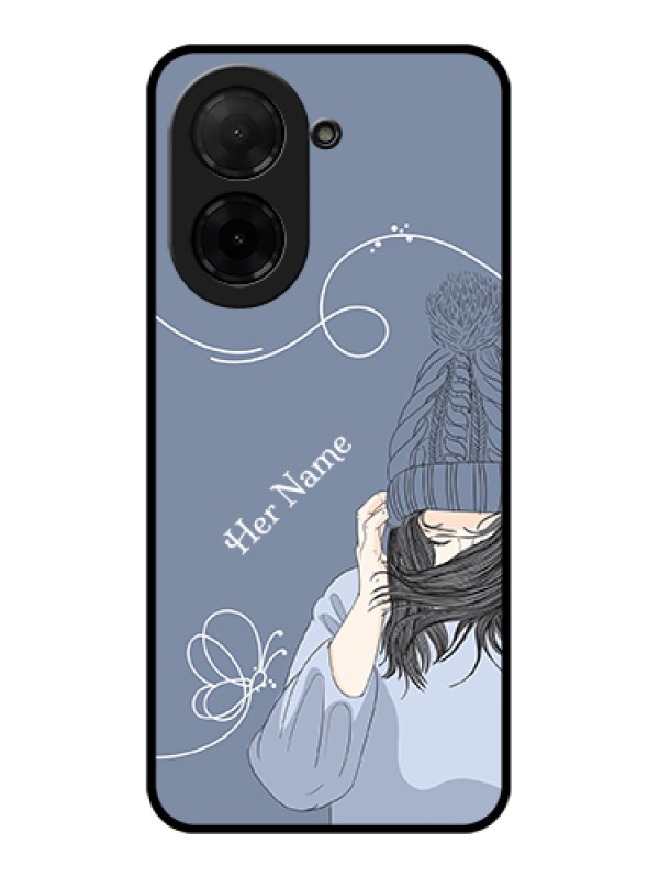 Custom Xiaomi Redmi A5 Custom Glass Phone Case - Girl In Winter Outfit Design