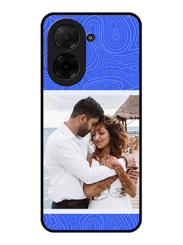 Custom Xiaomi Redmi A5 Custom Glass Phone Case - Curved Line Art With Blue And White Design