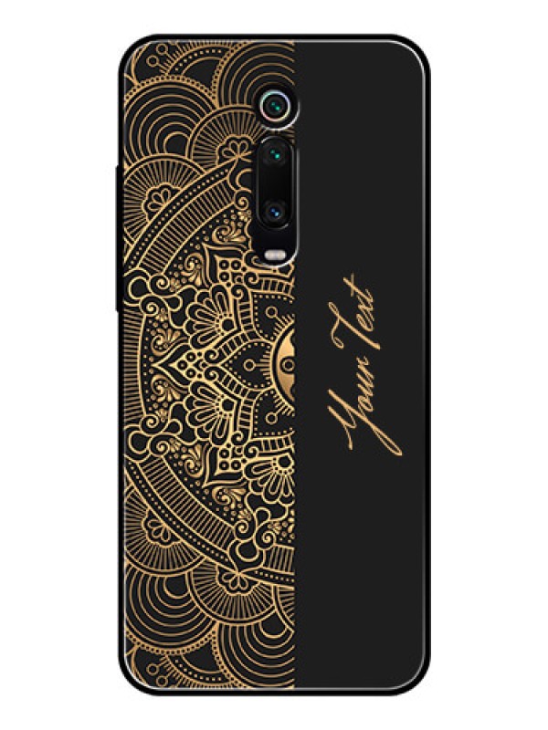Custom Xiaomi Redmi K20 Pro Photo Printing on Glass Case - Mandala art with custom text Design