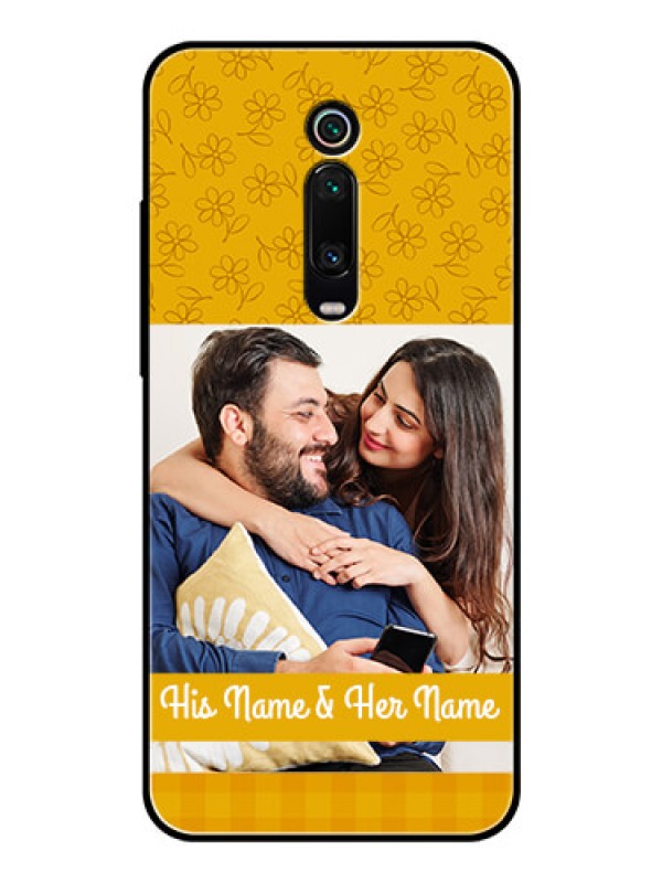 Custom Redmi K20 Custom Glass Mobile Case  - Yellow Floral Design