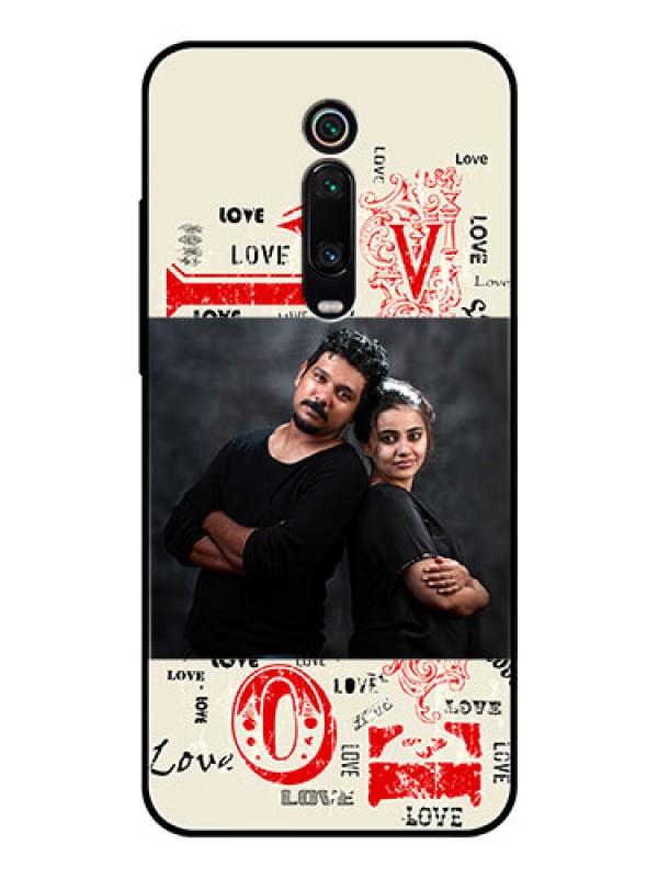 Custom Redmi K20 Photo Printing on Glass Case  - Trendy Love Design Case