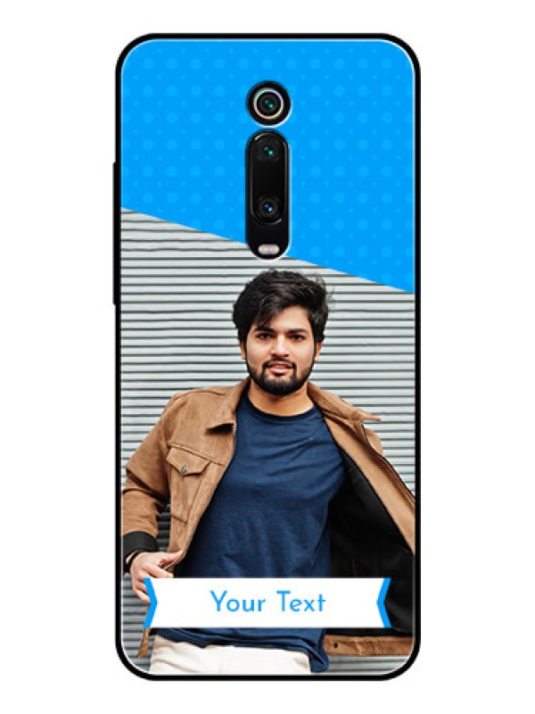 Custom Redmi K20 Photo Printing on Glass Case  - Simple Blue Color Design