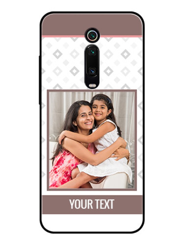 Custom Redmi K20 Photo Printing on Glass Case  - Simple Diamond Design