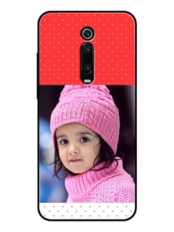 Custom Redmi K20 Photo Printing on Glass Case  - Red Pattern Design