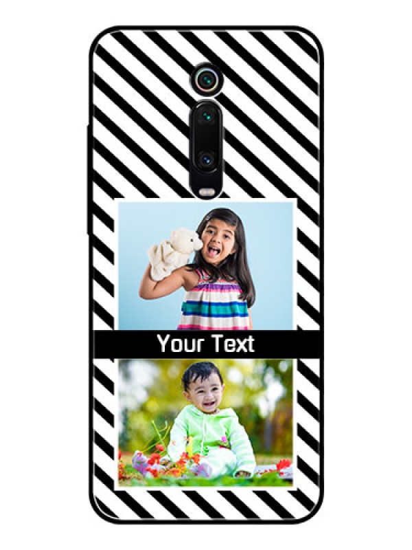 Custom Redmi K20 Photo Printing on Glass Case  - Black And White Stripes Design