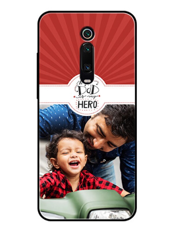 Custom Redmi K20 Photo Printing on Glass Case  - My Dad Hero Design