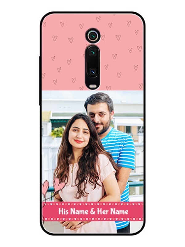 Custom Redmi K20 Personalized Glass Phone Case  - Love Design Peach Color