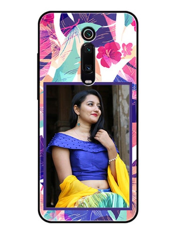 Custom Redmi K20 Custom Glass Mobile Case  - Abstract Floral Design