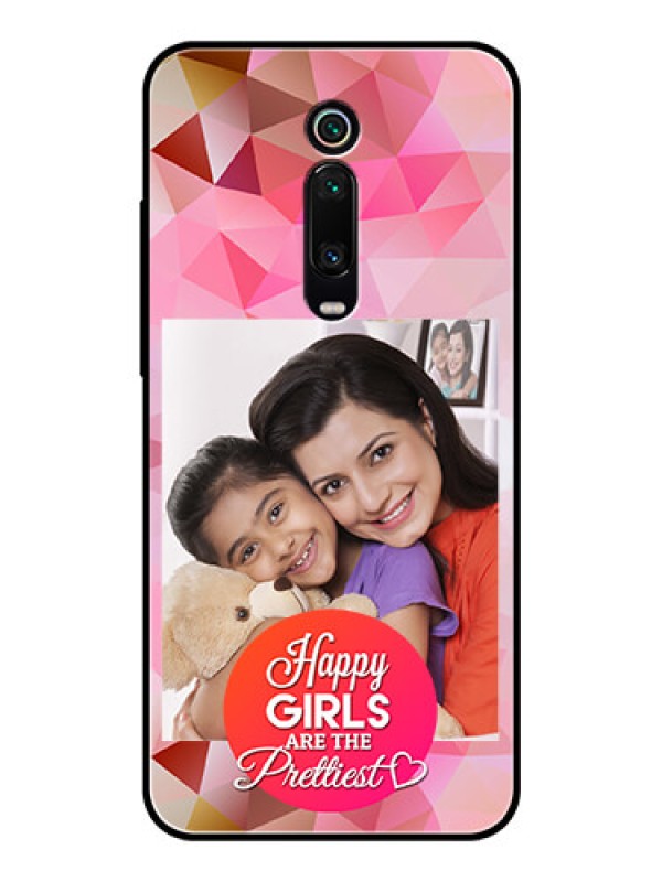 Custom Redmi K20 Photo Printing on Glass Case  - Abstract Triangle Design