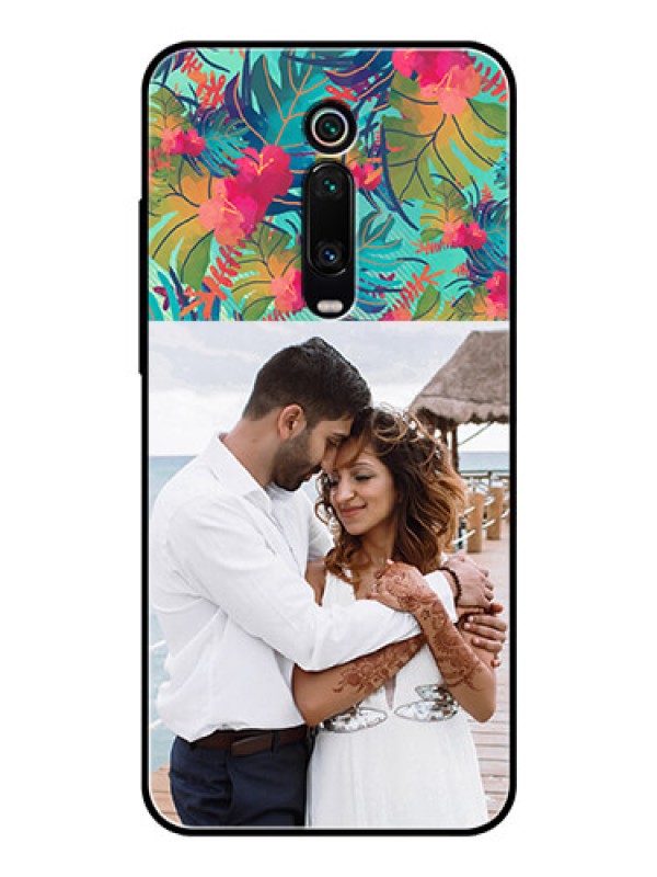 Custom Redmi K20 Photo Printing on Glass Case  - Watercolor Floral Design