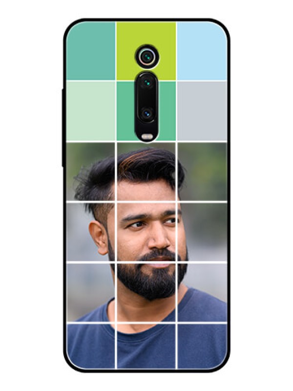 Custom Redmi K20 Photo Printing on Glass Case  - with white box pattern 
