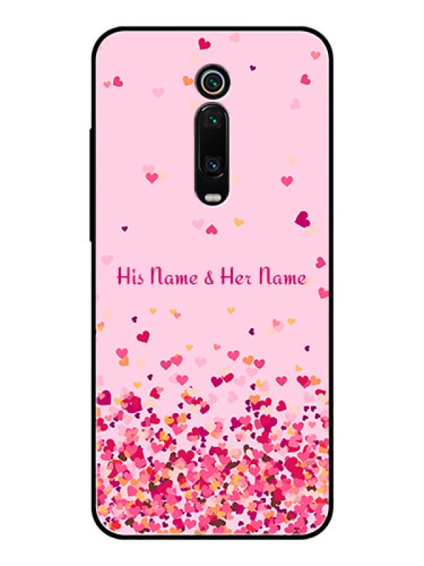 Custom Xiaomi Redmi K20 Photo Printing on Glass Case - Floating Hearts Design
