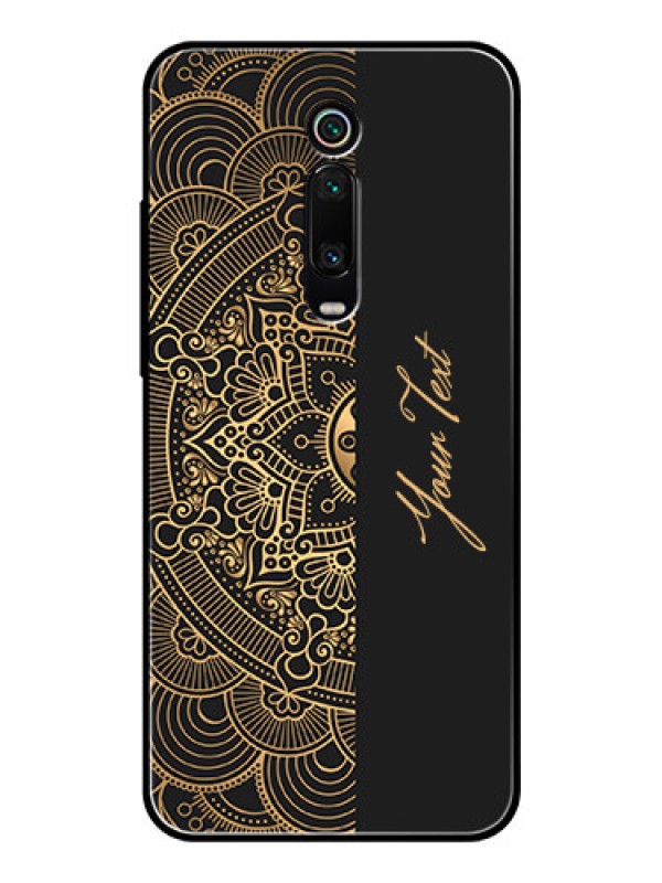 Custom Xiaomi Redmi K20 Photo Printing on Glass Case - Mandala art with custom text Design