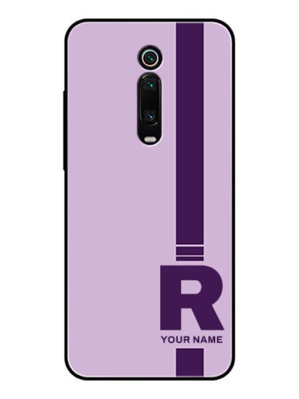Custom Xiaomi Redmi K20 Photo Printing on Glass Case - Simple dual tone stripe with name Design