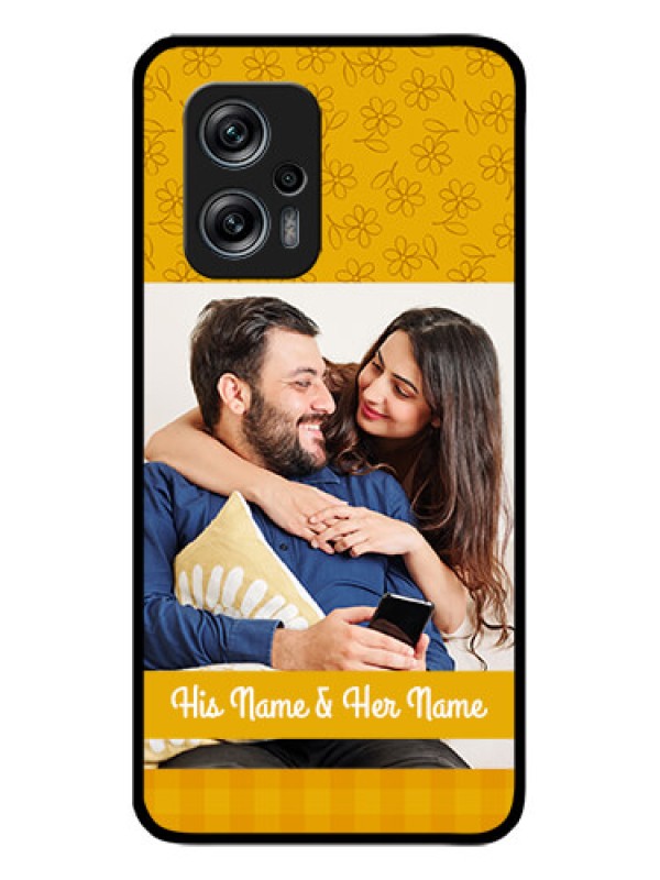 Custom Redmi K50i 5G Custom Glass Mobile Case - Yellow Floral Design