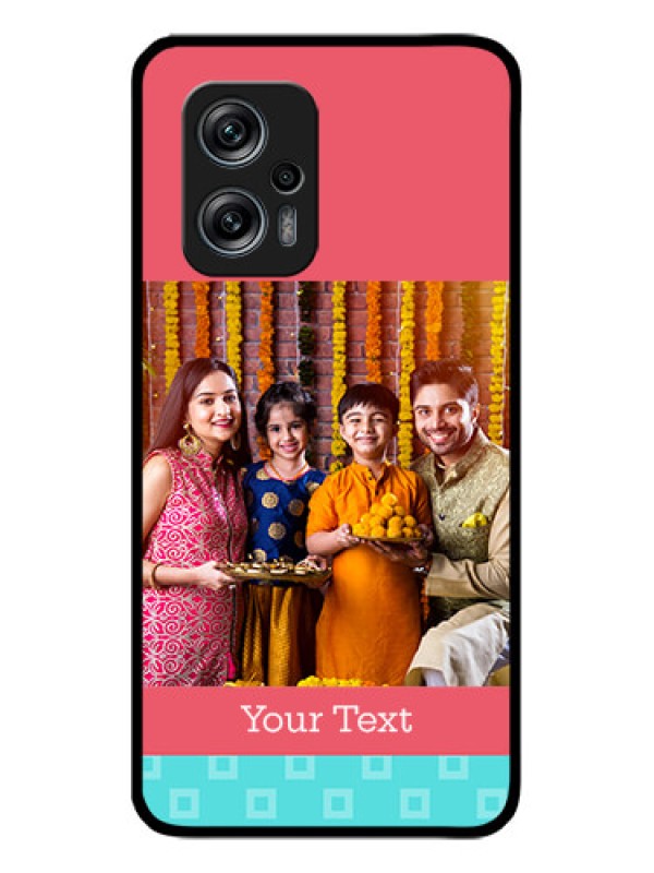 Custom Redmi K50i 5G Personalized Glass Phone Case - Peach & Blue Color Design