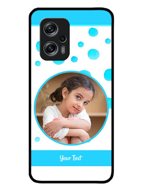Custom Redmi K50i 5G Photo Printing on Glass Case - Blue Bubbles Pattern Design