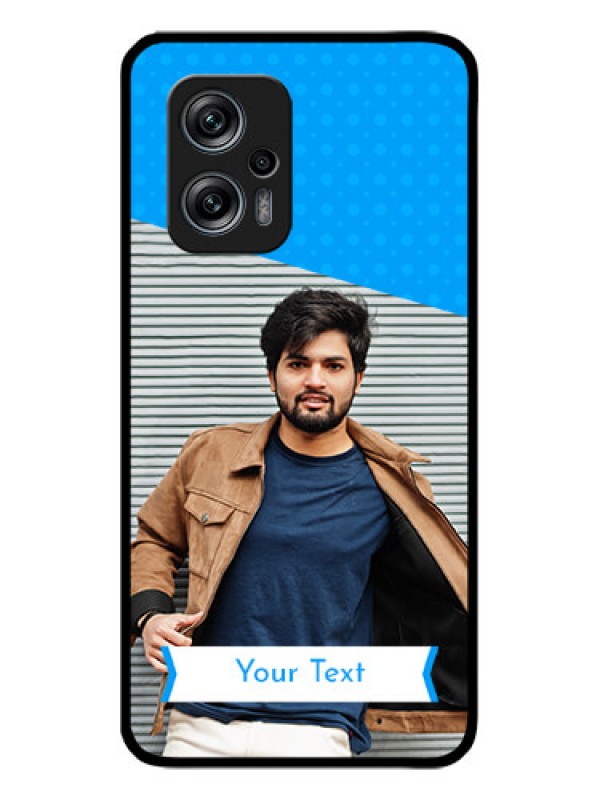 Custom Redmi K50i 5G Photo Printing on Glass Case - Simple Blue Color Design