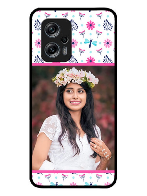 Custom Redmi K50i 5G Photo Printing on Glass Case - Colorful Flower Design