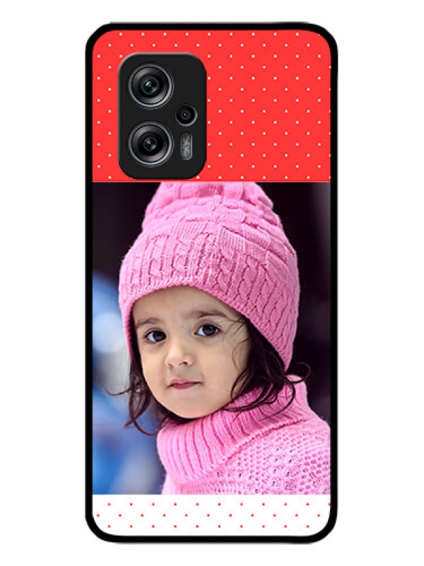 Custom Redmi K50i 5G Photo Printing on Glass Case - Red Pattern Design
