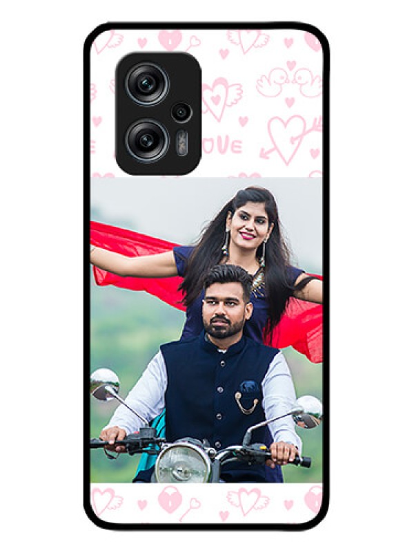 Custom Redmi K50i 5G Custom Glass Mobile Case - Pink Flying Heart Design