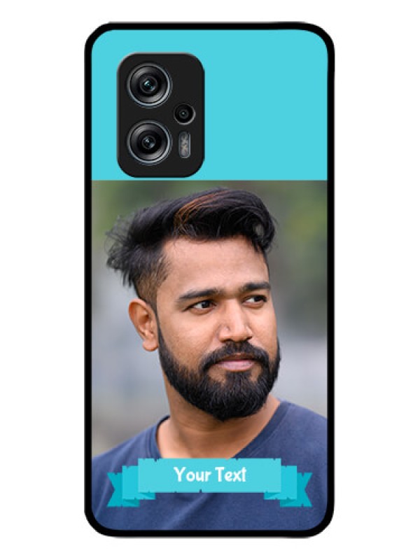 Custom Redmi K50i 5G Personalized Glass Phone Case - Simple Blue Color Design