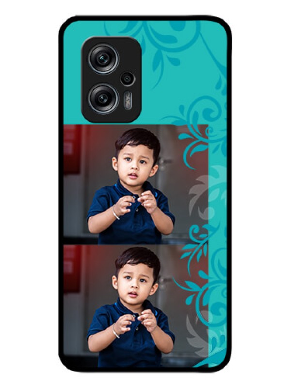 Custom Redmi K50i 5G Personalized Glass Phone Case - with Photo and Green Floral Design