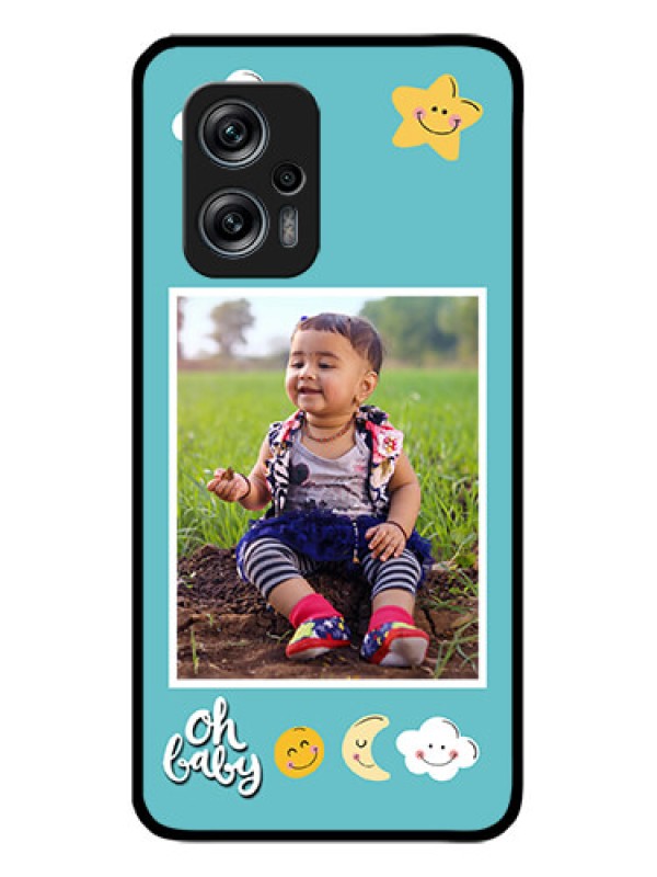 Custom Redmi K50i 5G Personalized Glass Phone Case - Smiley Kids Stars Design