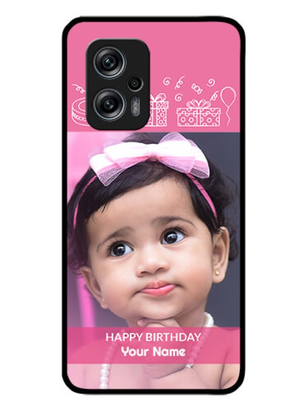 Custom Redmi K50i 5G Photo Printing on Glass Case - with Birthday Line Art Design