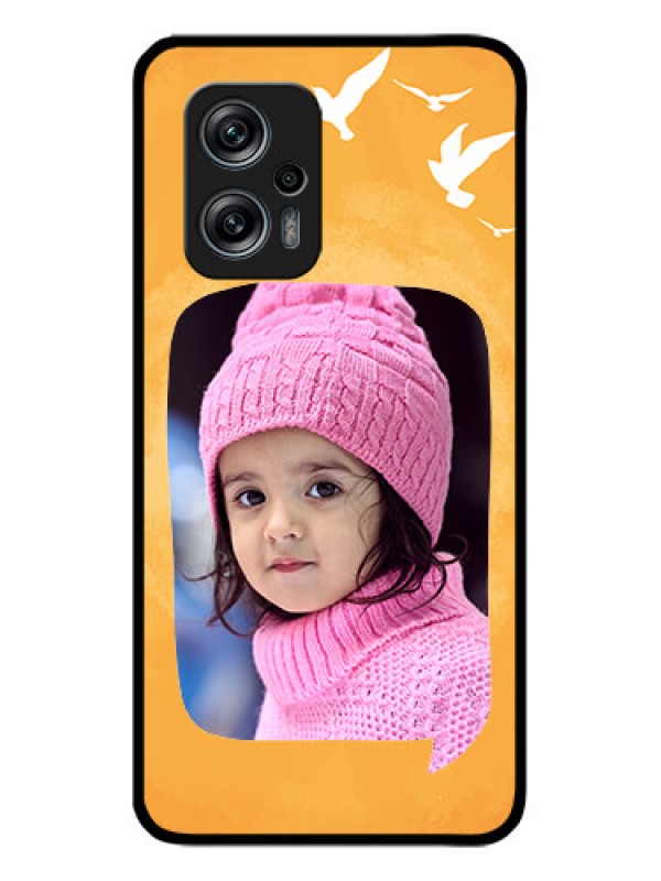 Custom Redmi K50i 5G Personalized Glass Phone Case - Water Color Design with Bird Icons
