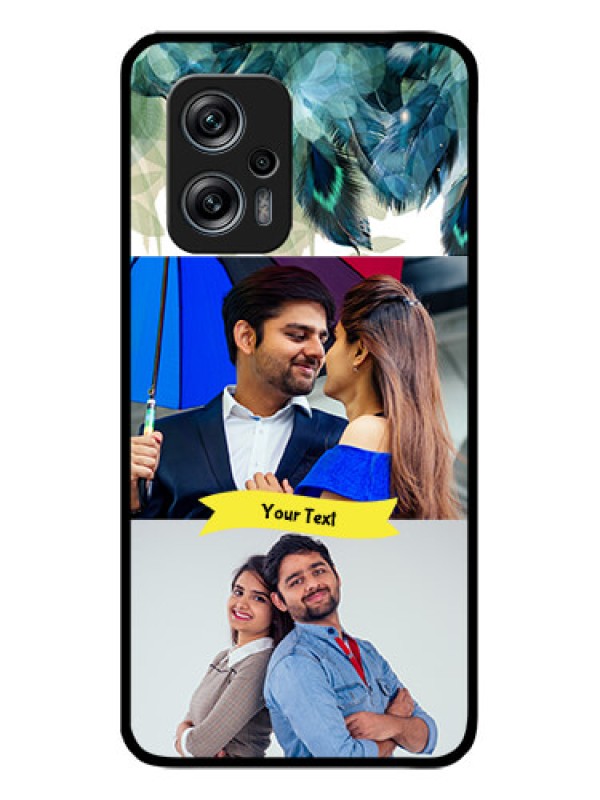 Custom Redmi K50i 5G Personalized Glass Phone Case - Image with Boho Peacock Feather Design