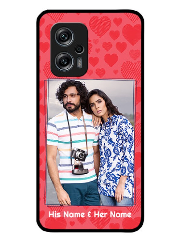 Custom Redmi K50i 5G Photo Printing on Glass Case - with Red Heart Symbols Design