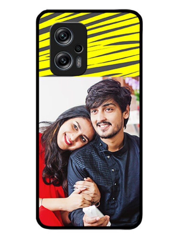 Custom Redmi K50i 5G Photo Printing on Glass Case - Yellow Abstract Design