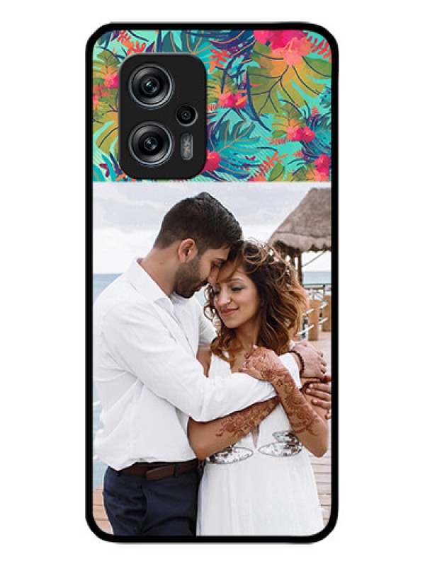 Custom Redmi K50i 5G Photo Printing on Glass Case - Watercolor Floral Design