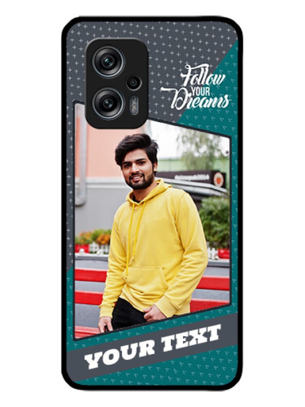 Custom Redmi K50i 5G Personalized Glass Phone Case - Background Pattern Design with Quote