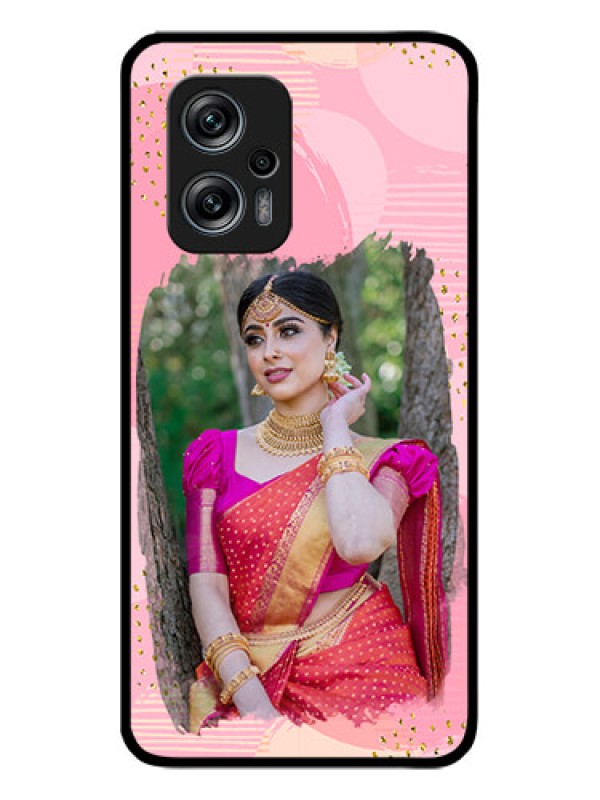 Custom Redmi K50i 5G Personalized Glass Phone Case - Gold Glitter Splash Design
