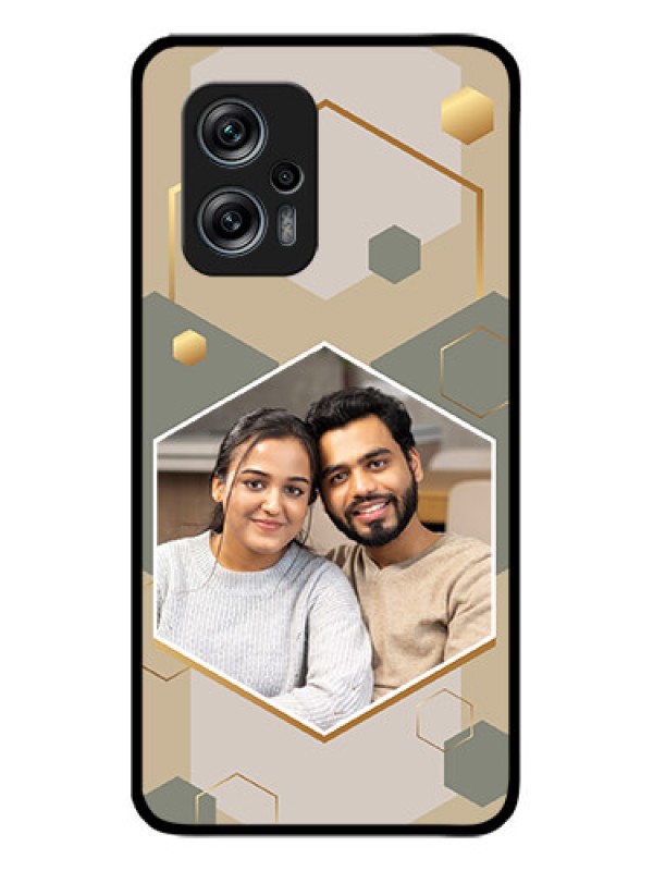 Custom Xiaomi Redmi K50I 5G Photo Printing on Glass Case - Stylish Hexagon Pattern Design