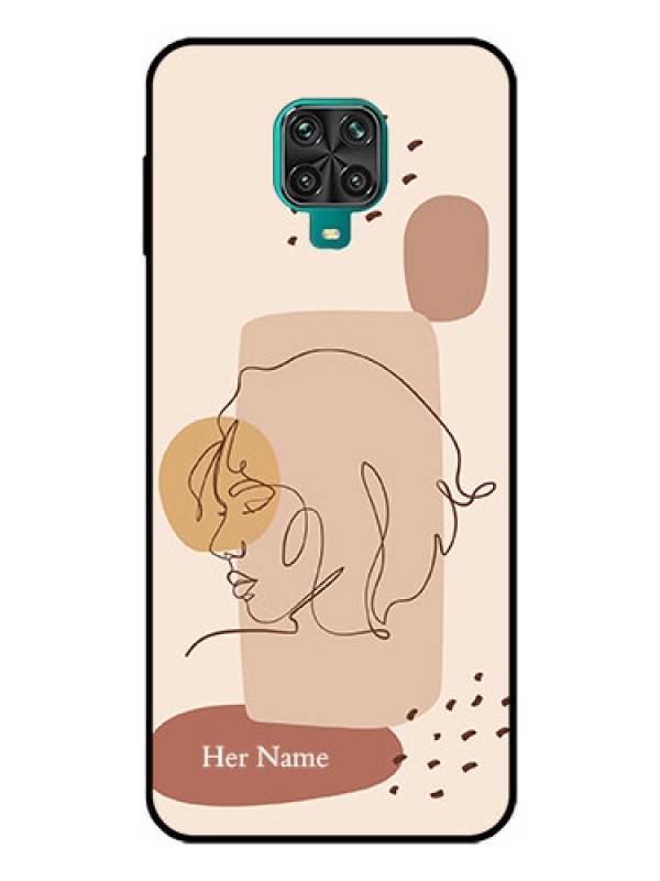 Custom Xiaomi Redmi Note 10 Lite Photo Printing on Glass Case - Calm Woman line art Design