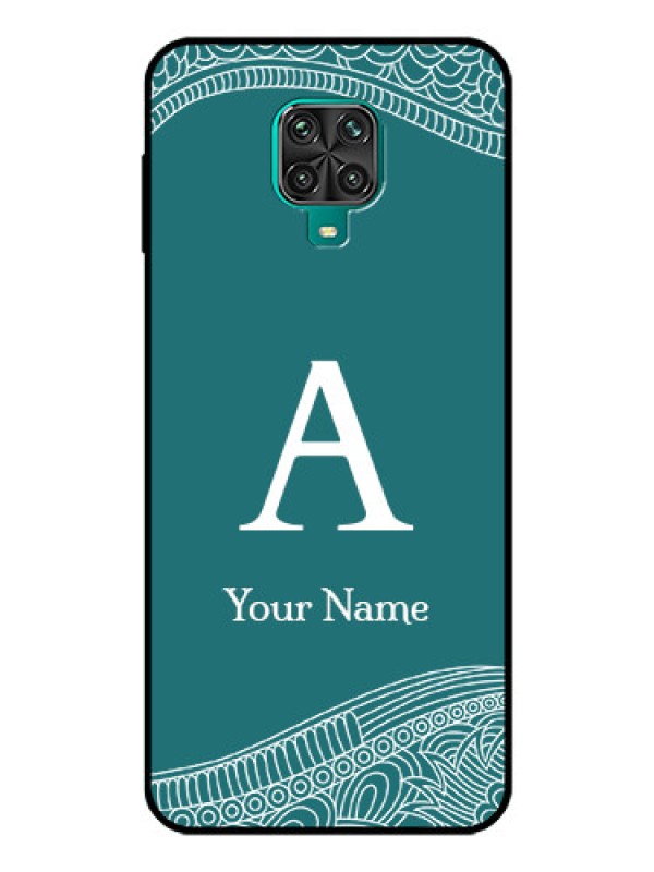 Custom Xiaomi Redmi Note 10 Lite Personalized Glass Phone Case - line art pattern with custom name Design