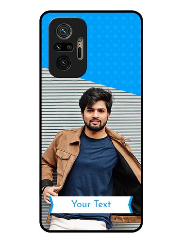 Custom Redmi Note 10 Pro Max Photo Printing on Glass Case - Simple Blue Color Design