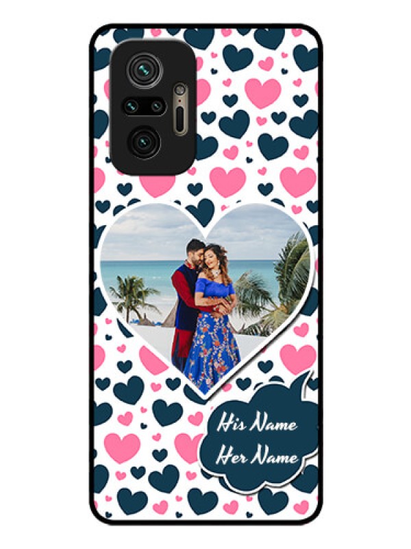 Custom Redmi Note 10 Pro Max Custom Glass Phone Case - Pink & Blue Heart Design