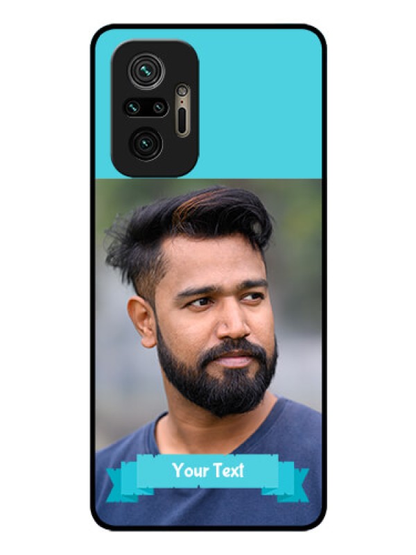 Custom Redmi Note 10 Pro Max Personalized Glass Phone Case - Simple Blue Color Design