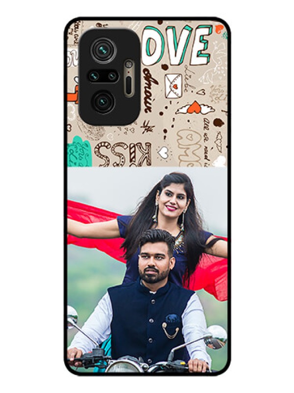 Custom Redmi Note 10 Pro Max Custom Glass Phone Case - Love Doodle Pattern 