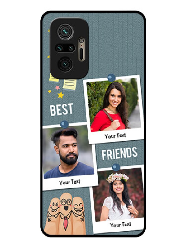 Custom Redmi Note 10 Pro Max Personalized Glass Phone Case - Sticky Frames and Friendship Design
