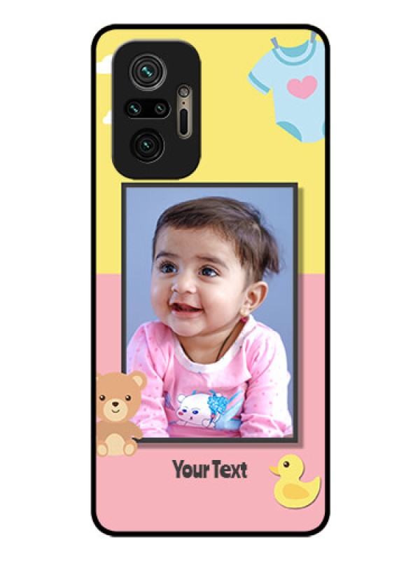 Custom Redmi Note 10 Pro Max Photo Printing on Glass Case - Kids 2 Color Design